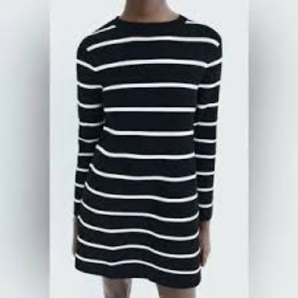 Zara Sweater striped Mini Dress Large - Picture 8 of 9